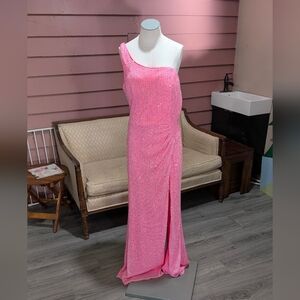 Pink One-Shoulder Sequin Dress
